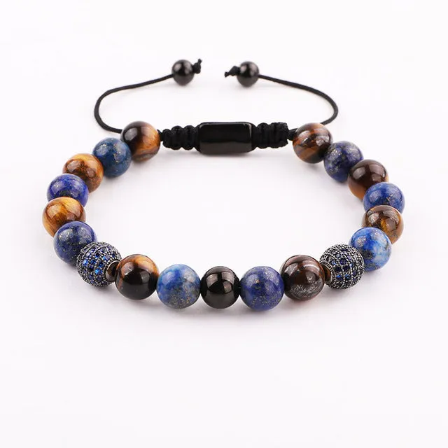 Gold Stainless Steel Bracelet with Roman Tiger Eye Stone