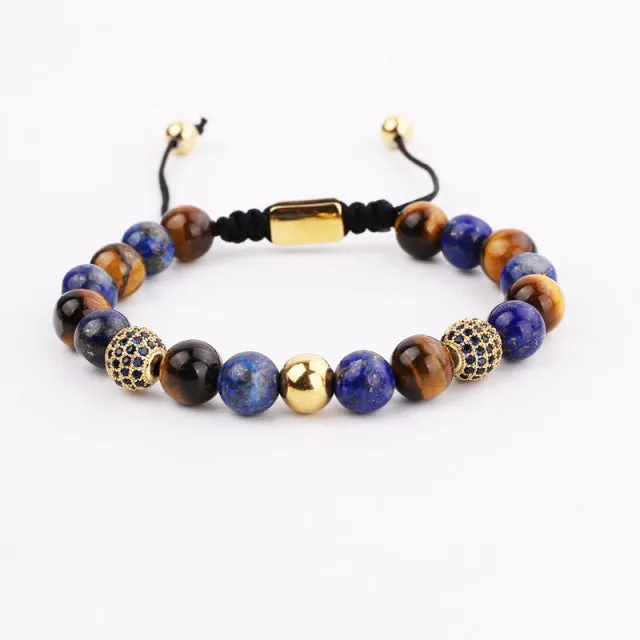 Gold Stainless Steel Bracelet with Roman Tiger Eye Stone