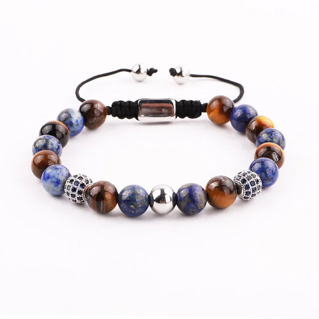 Gold Stainless Steel Bracelet with Roman Tiger Eye Stone