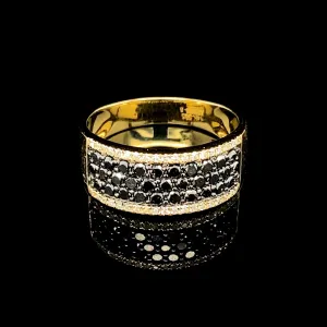 Golden Black Colored Diamond Ring 14kt
