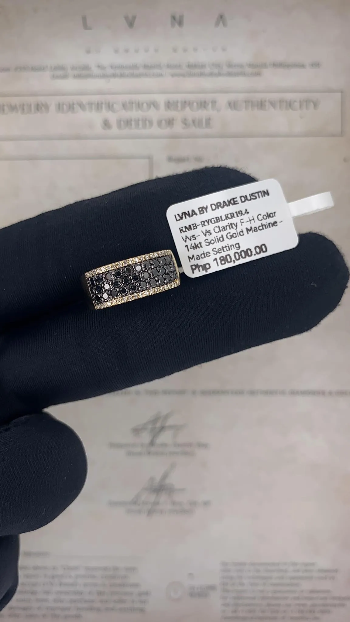 Golden Black Colored Diamond Ring 14kt