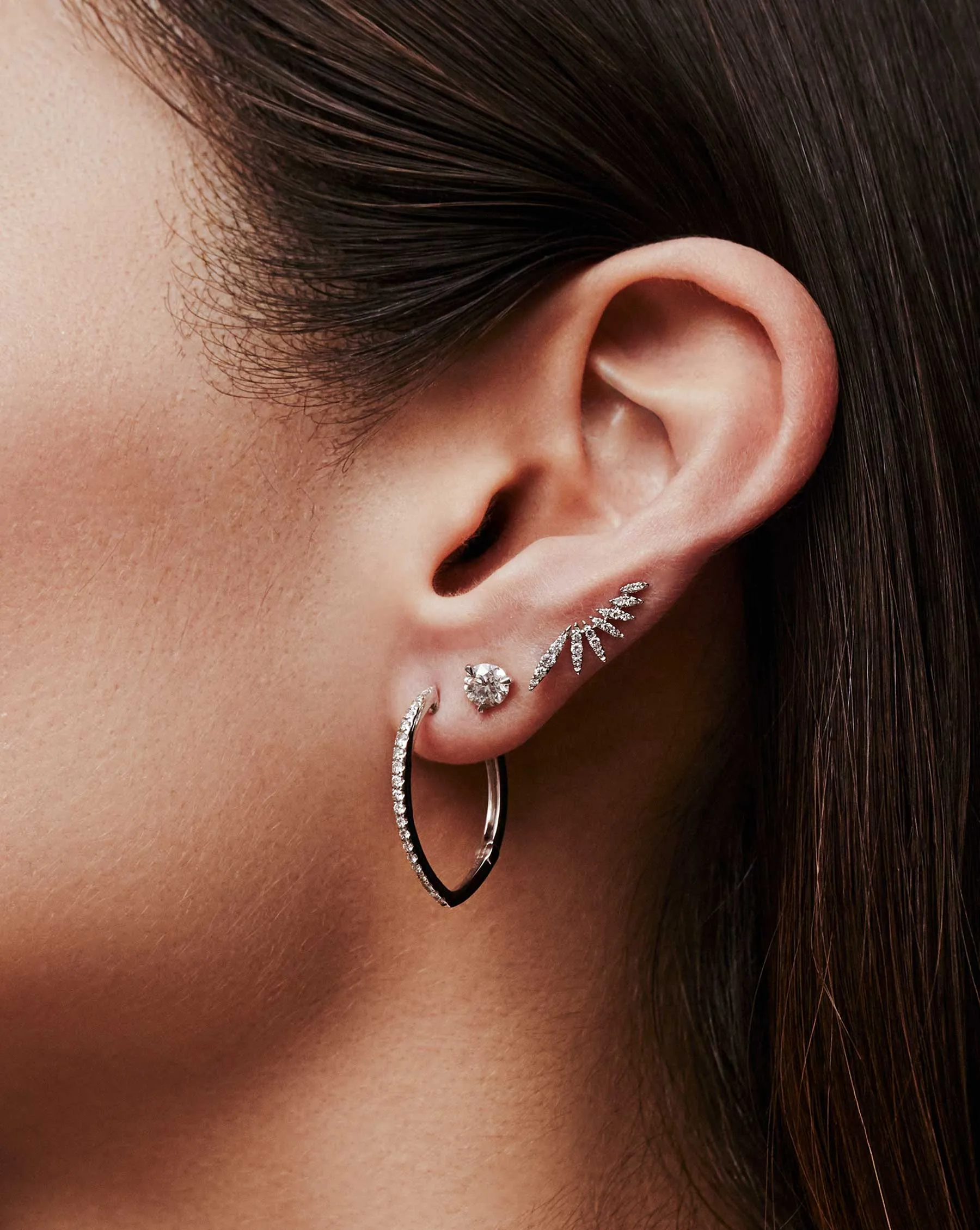 Graduated Marquise Diamond Hoops