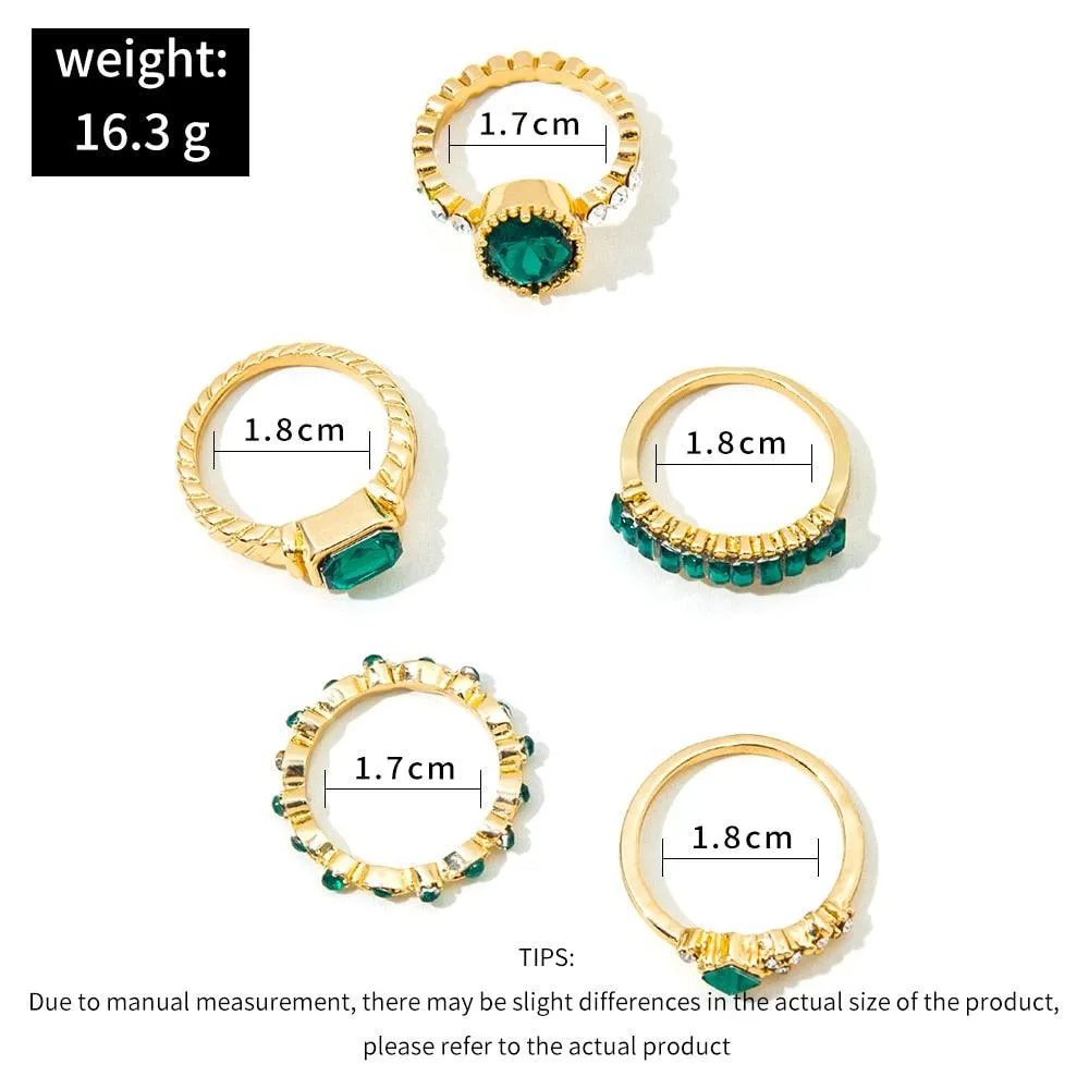 Green Crystal Ring Sets