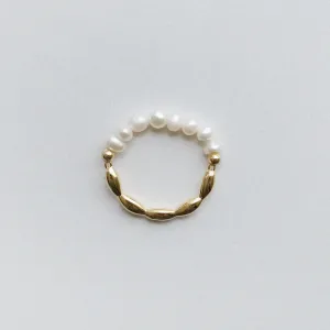 Half Freshwater Pearl Gold Ring