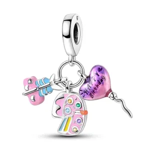 Happy Birthday Charm Pink Cake Balloon Presents