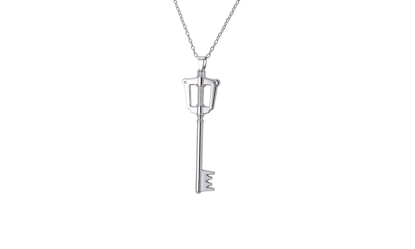Hearts Key Blade Metal Pendant Necklace