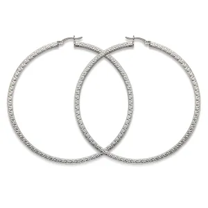High Polish Greek Key Circle Hoop Earrings .925 Sterling Silver