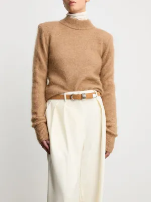Hollyhock Suede Belt in Caramel and Silver