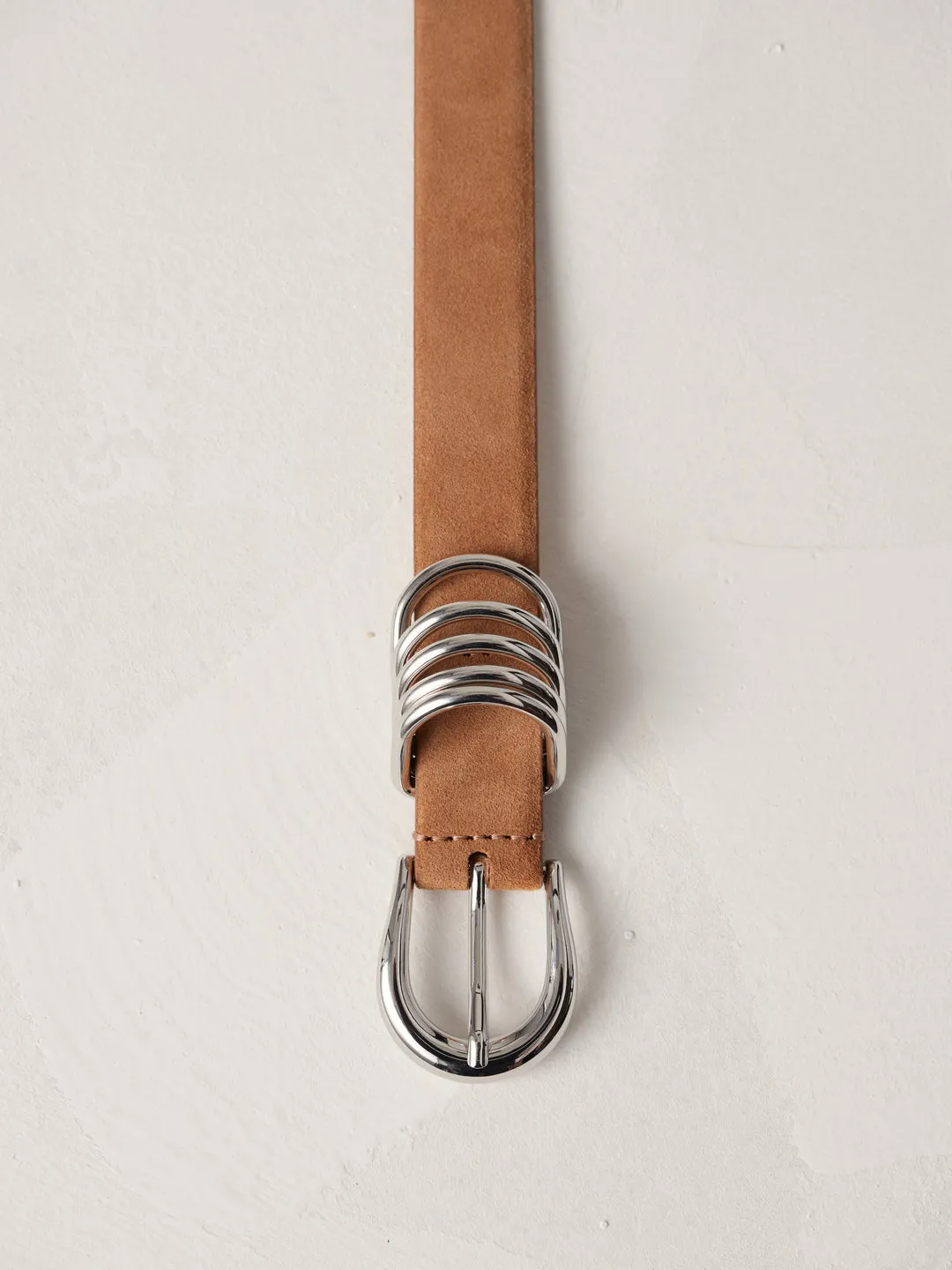 Hollyhock Suede Belt in Caramel and Silver