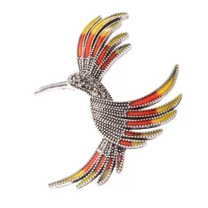 Humming Bird Brooch Pin Enameled Jewelry