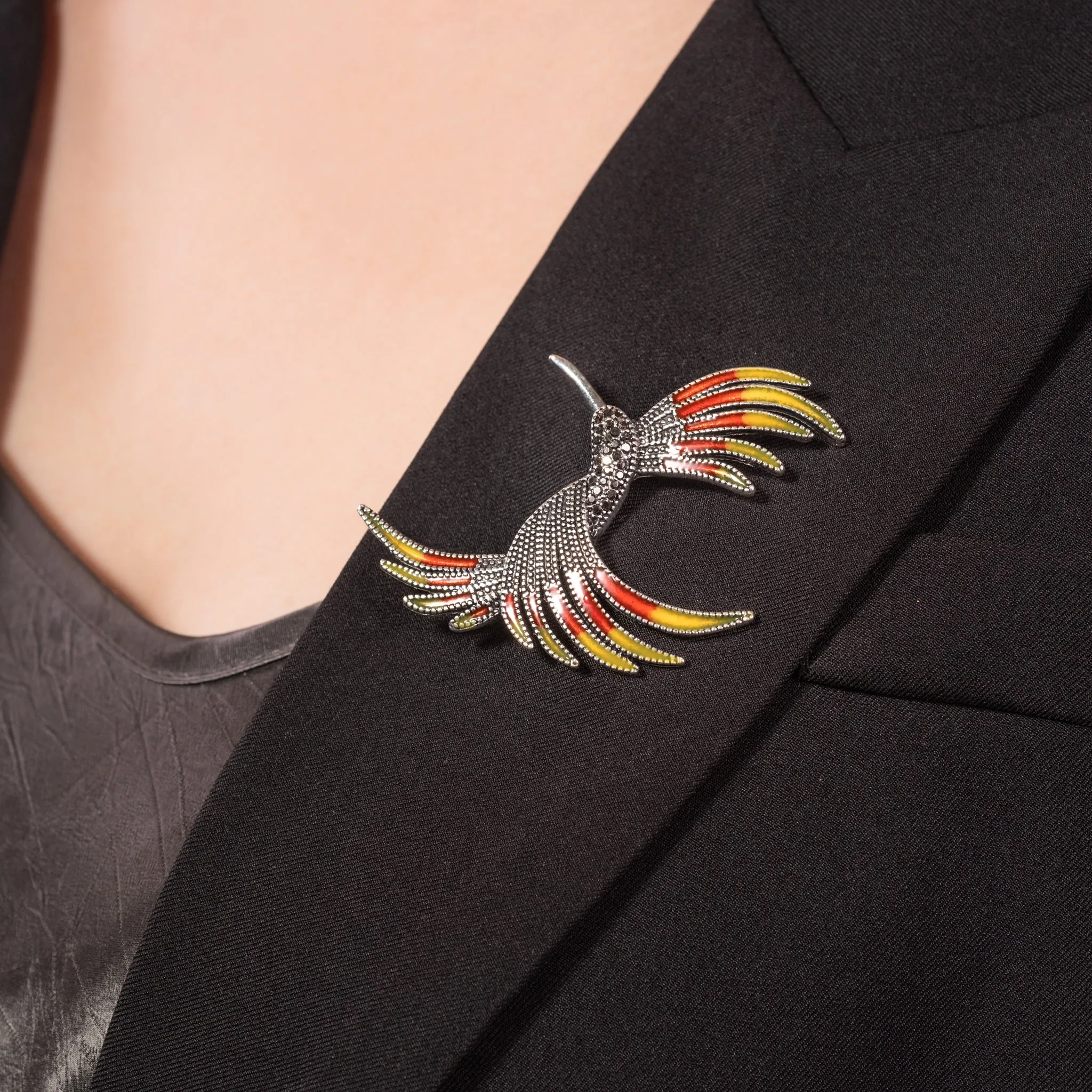 Humming Bird Brooch Pin Enameled Jewelry