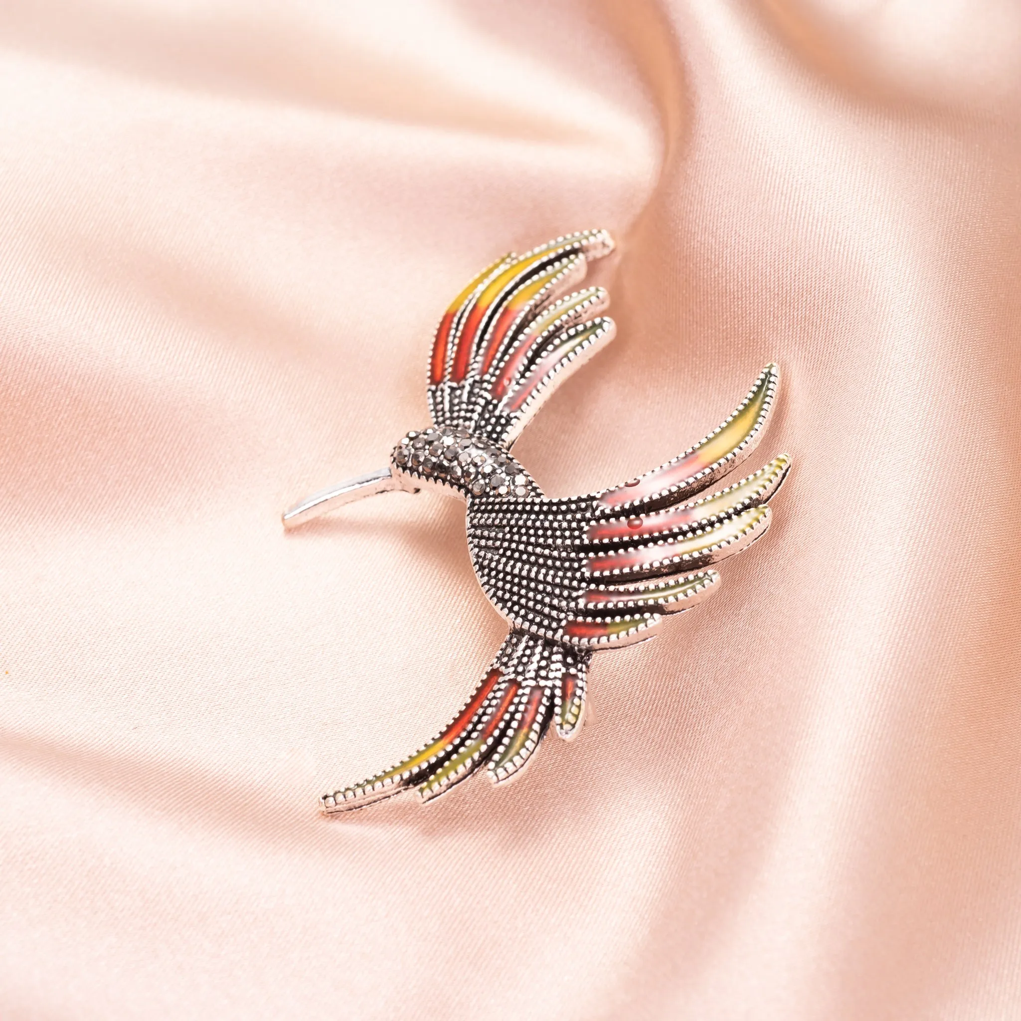 Humming Bird Brooch Pin Enameled Jewelry