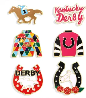 Kentucky Derby Brooches for Women Enamel Horseshoe Riding Suit Brooch Pins Rose Horse Race Day Brooches Kentucky Derby Outfits Accessories Jewelry Gifts