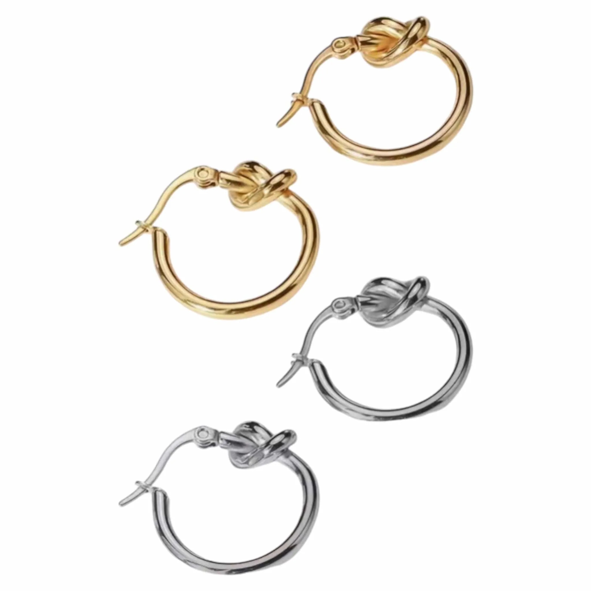 Knot Hoop Earrings in Gold and Silver