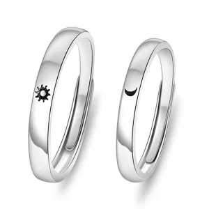 Korea Simple Couple Sun Moon Adjustable Ring