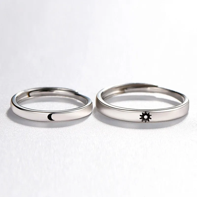 Korea Simple Couple Sun Moon Adjustable Ring