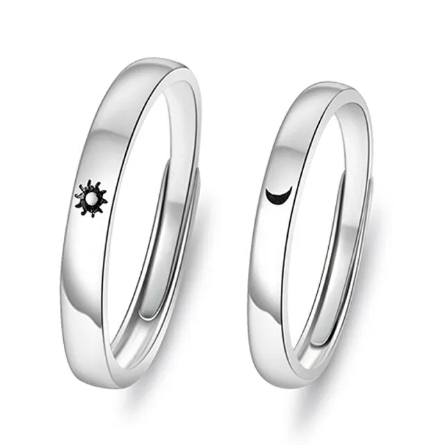 Korea Simple Couple Sun Moon Adjustable Ring
