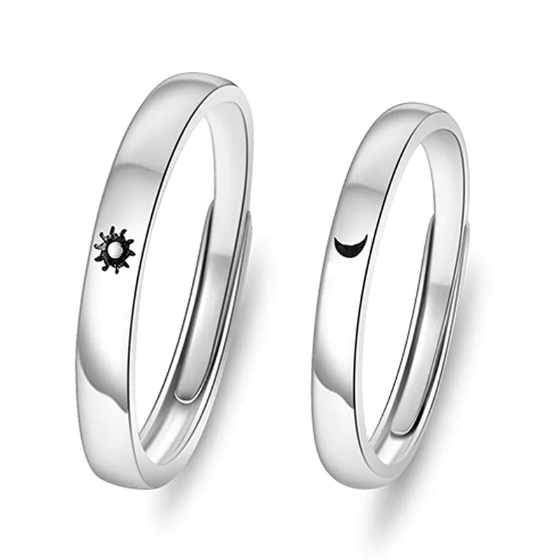 Korea Simple Couple Sun Moon Adjustable Ring