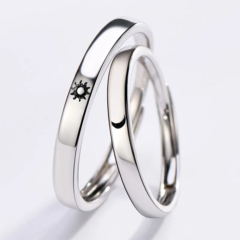 Korea Simple Couple Sun Moon Adjustable Ring