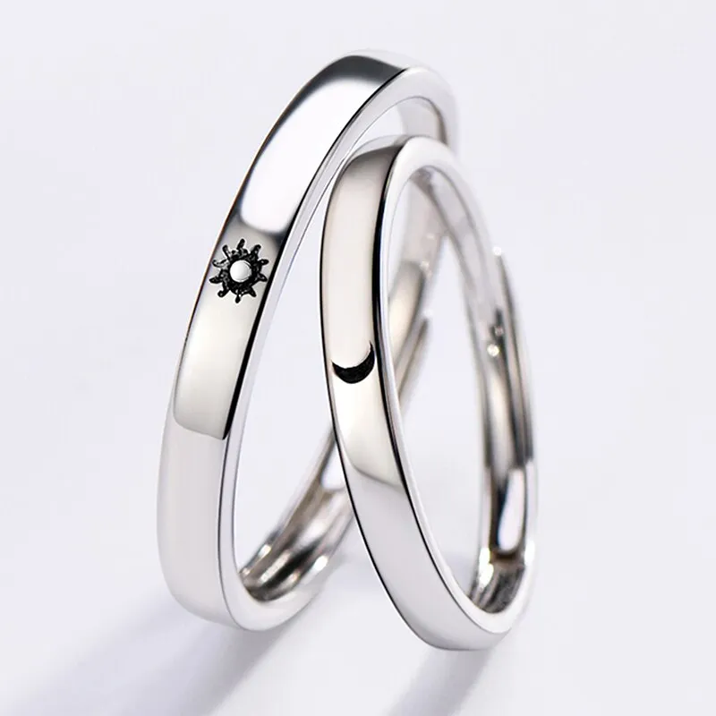 Korea Simple Couple Sun Moon Adjustable Ring