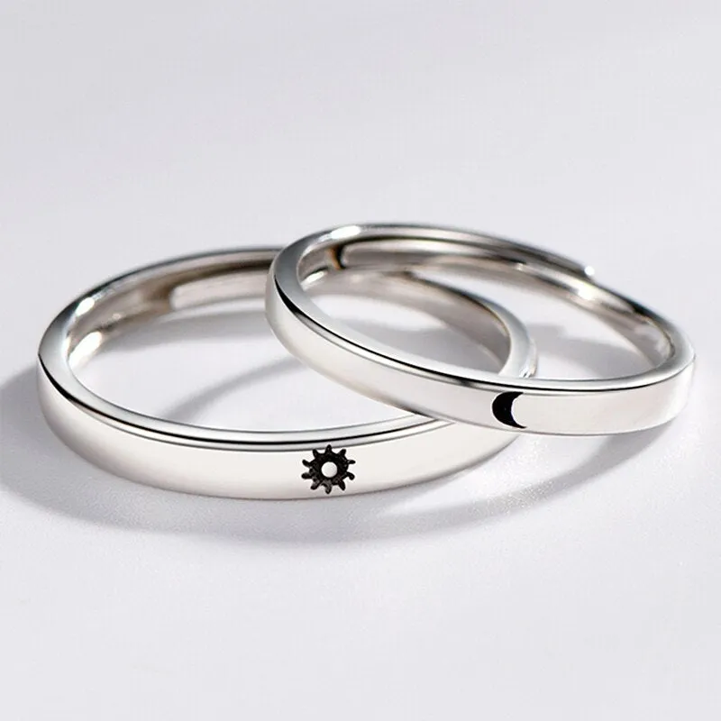 Korea Simple Couple Sun Moon Adjustable Ring