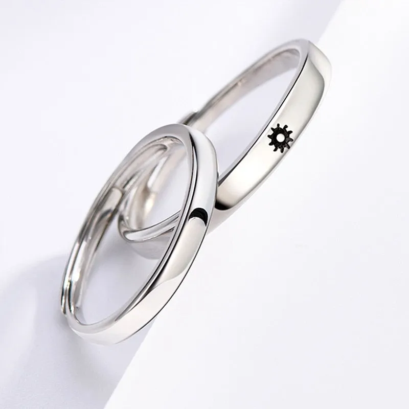 Korea Simple Couple Sun Moon Adjustable Ring