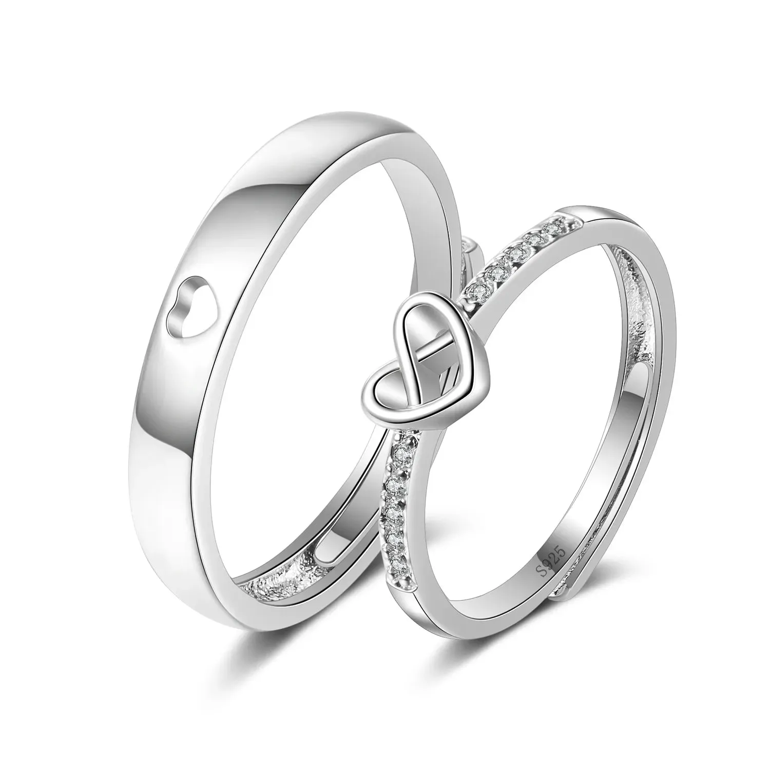 Lady Glams Romantic Couple Wedding Ring Set