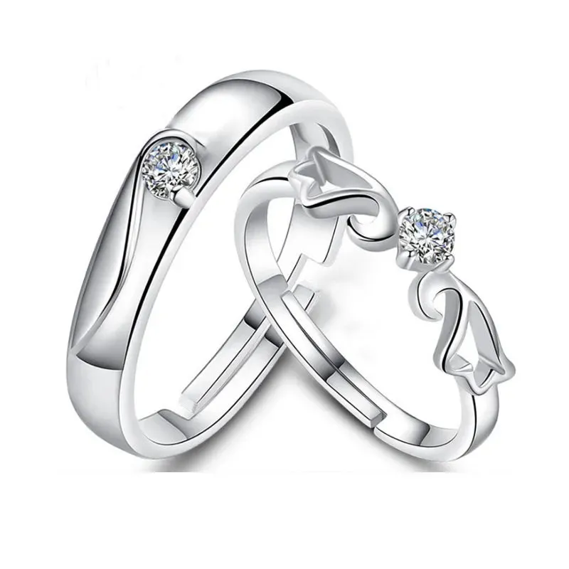 Lady Glams Romantic Couple Wedding Ring Set