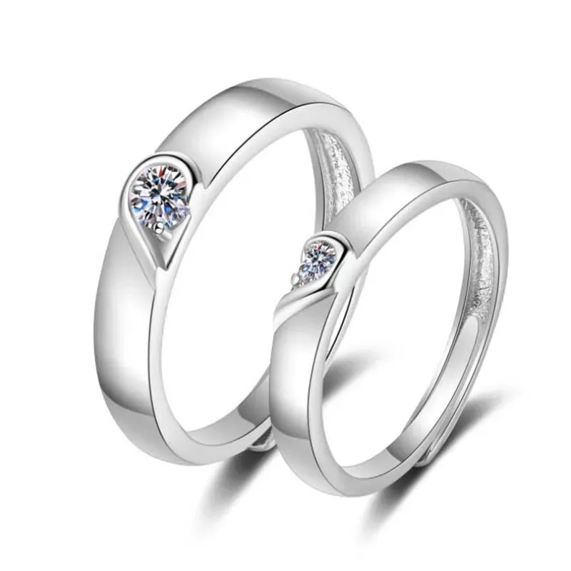 Lady Glams Romantic Couple Wedding Ring Set