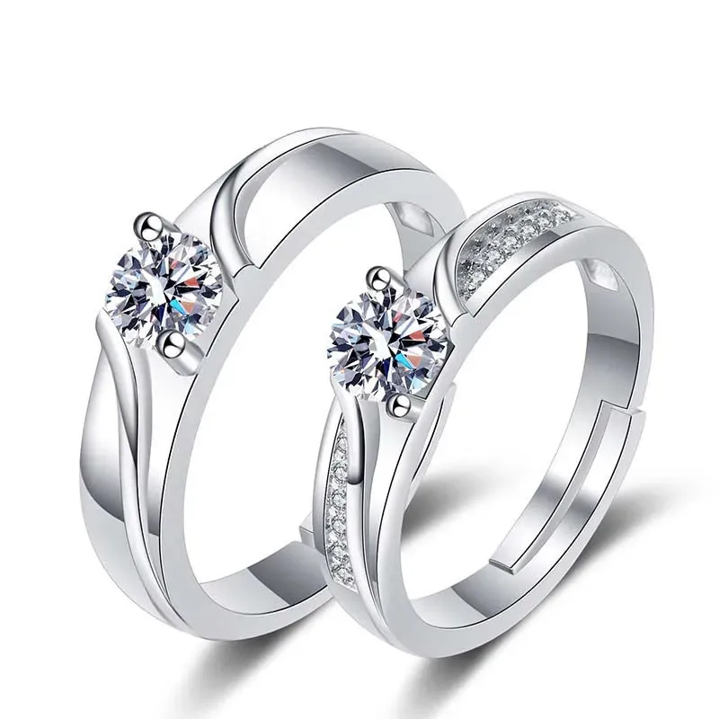 Lady Glams Romantic Couple Wedding Ring Set