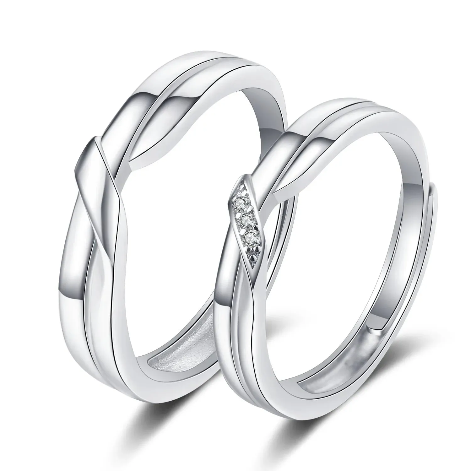 Lady Glams Romantic Couple Wedding Ring Set