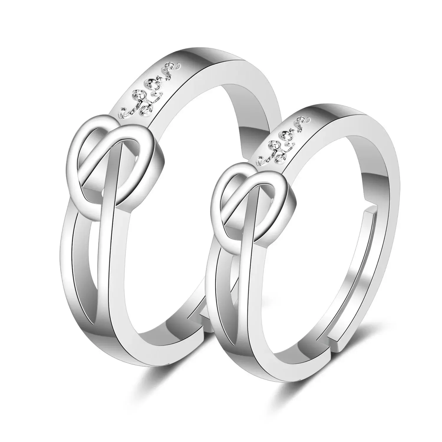 Lady Glams Romantic Couple Wedding Ring Set