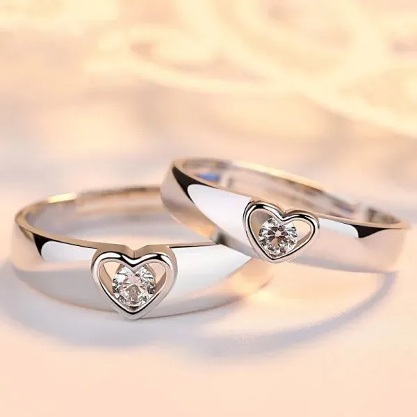 Lady Glams Romantic Couple Wedding Ring Set