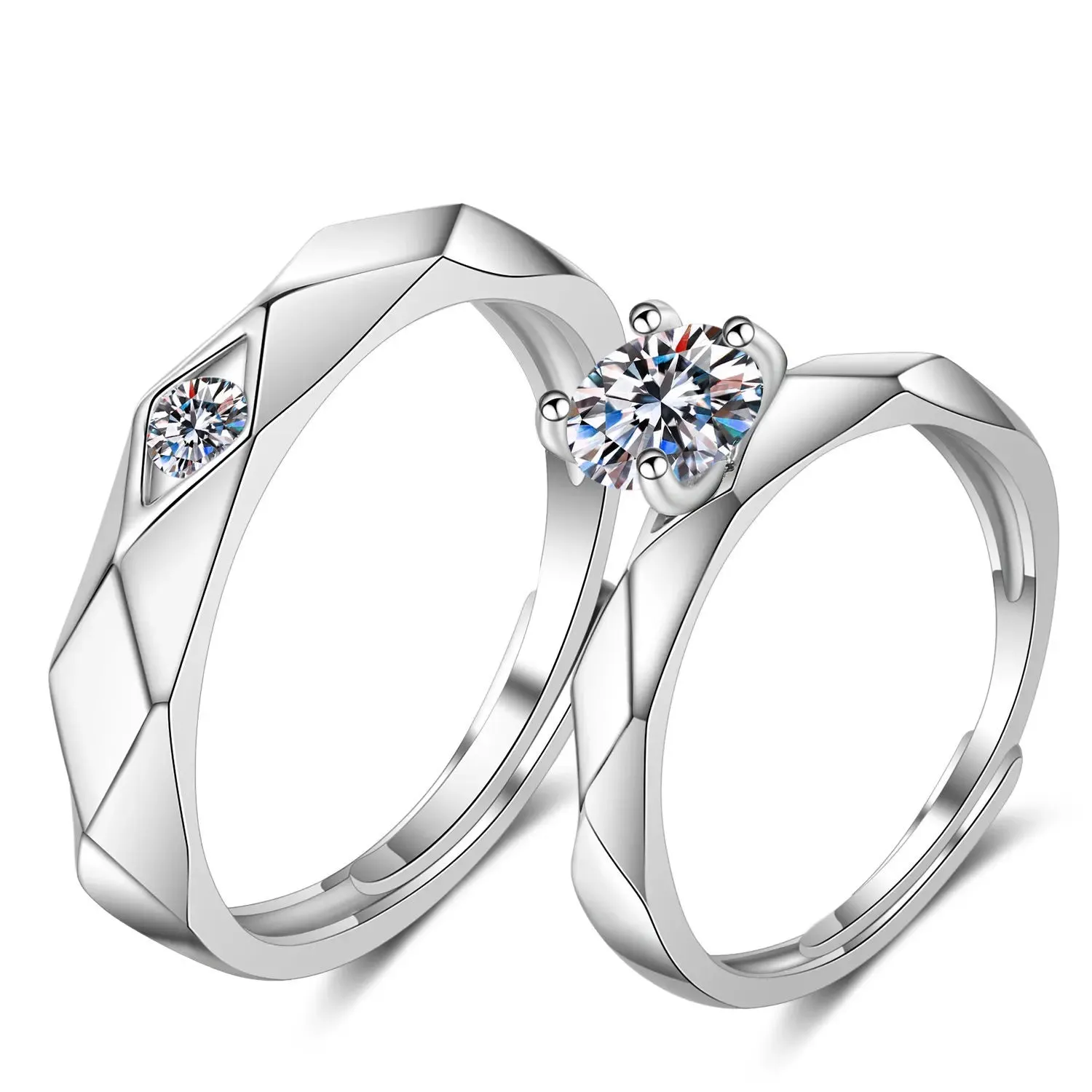 Lady Glams Romantic Couple Wedding Ring Set