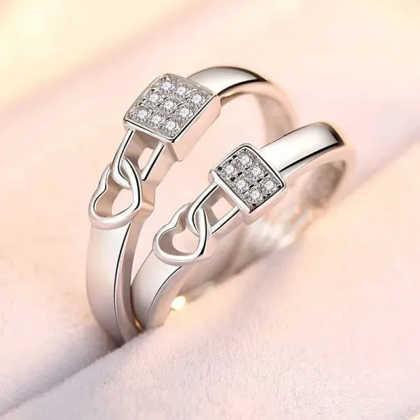 Lady Glams Romantic Couple Wedding Ring Set