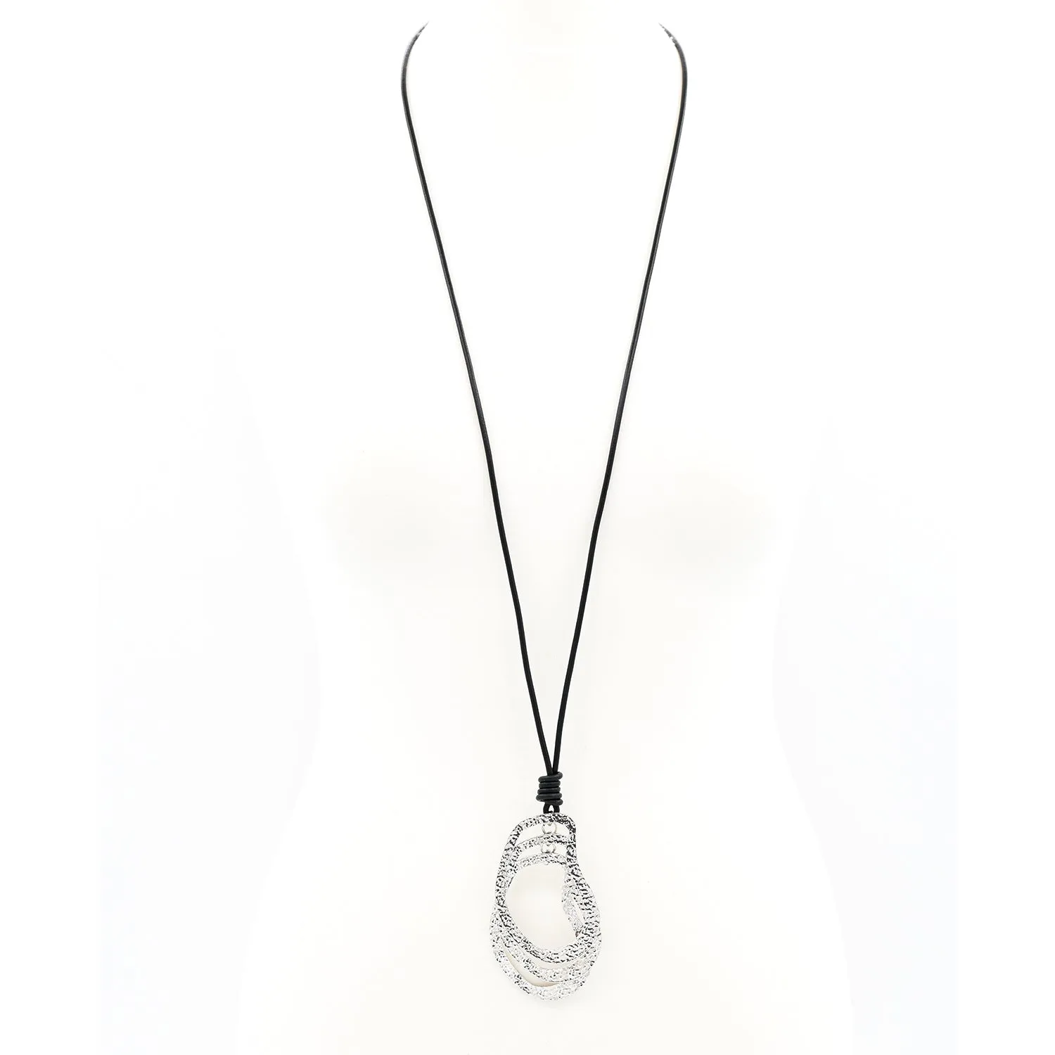 Large organic shape pendants on long leather