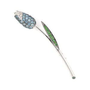 Le Vian Blue Topaz, Tsavorite & Diamond Tulip Pin