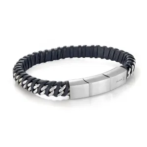 Leather and Curb Link Bracelet | Italgem Steel
