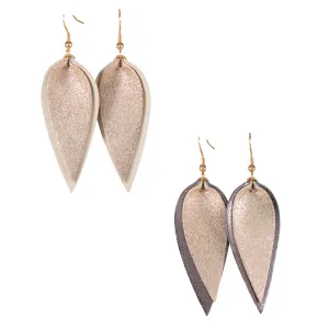 Leather Glitter Pucker Dangle Earrings
