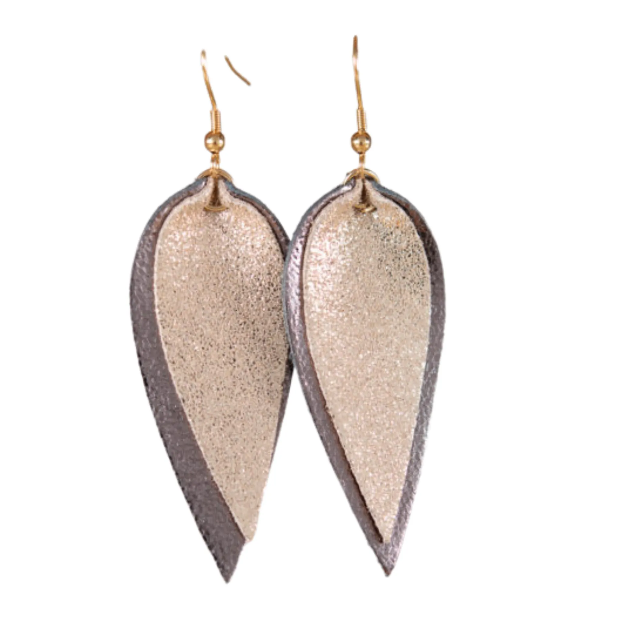 Leather Glitter Pucker Dangle Earrings