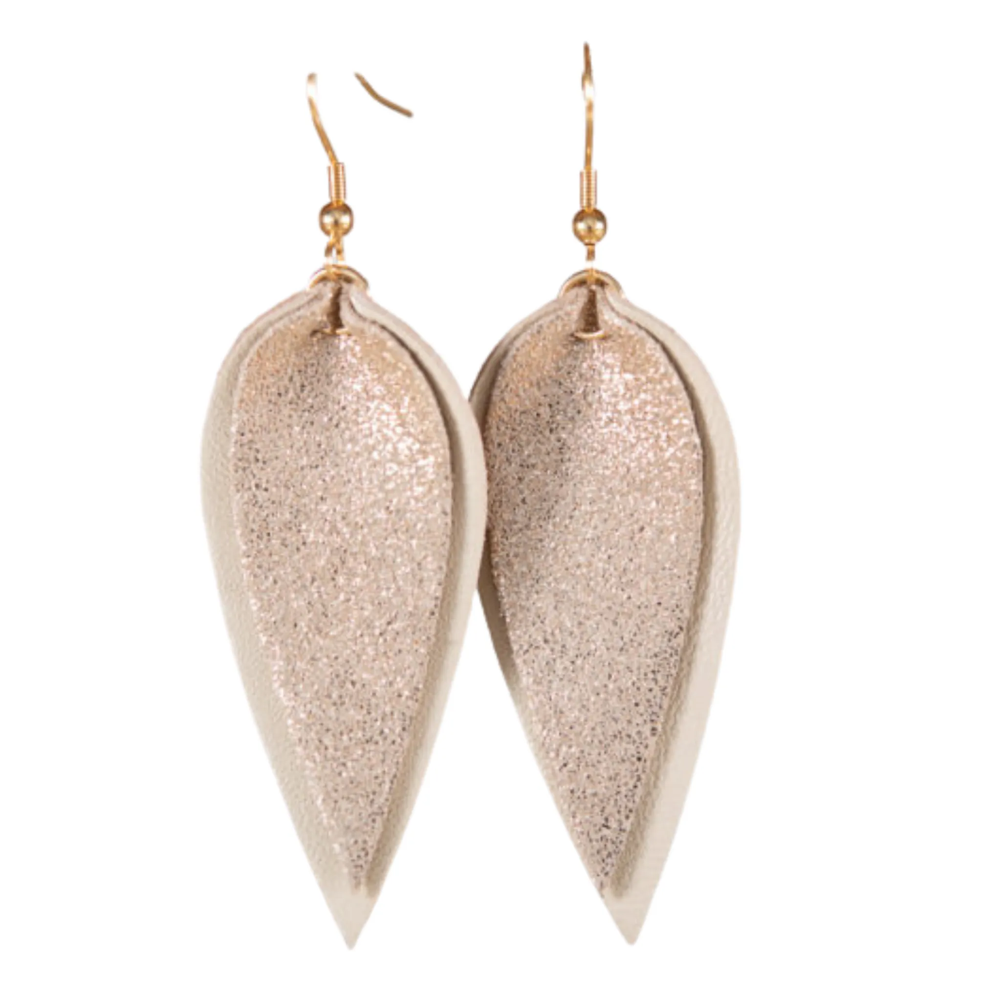 Leather Glitter Pucker Dangle Earrings