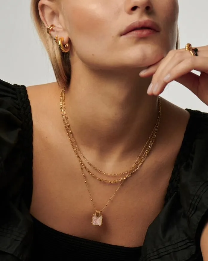 Lena Charm Necklace | 18ct Gold Plated/Rhodochrosite