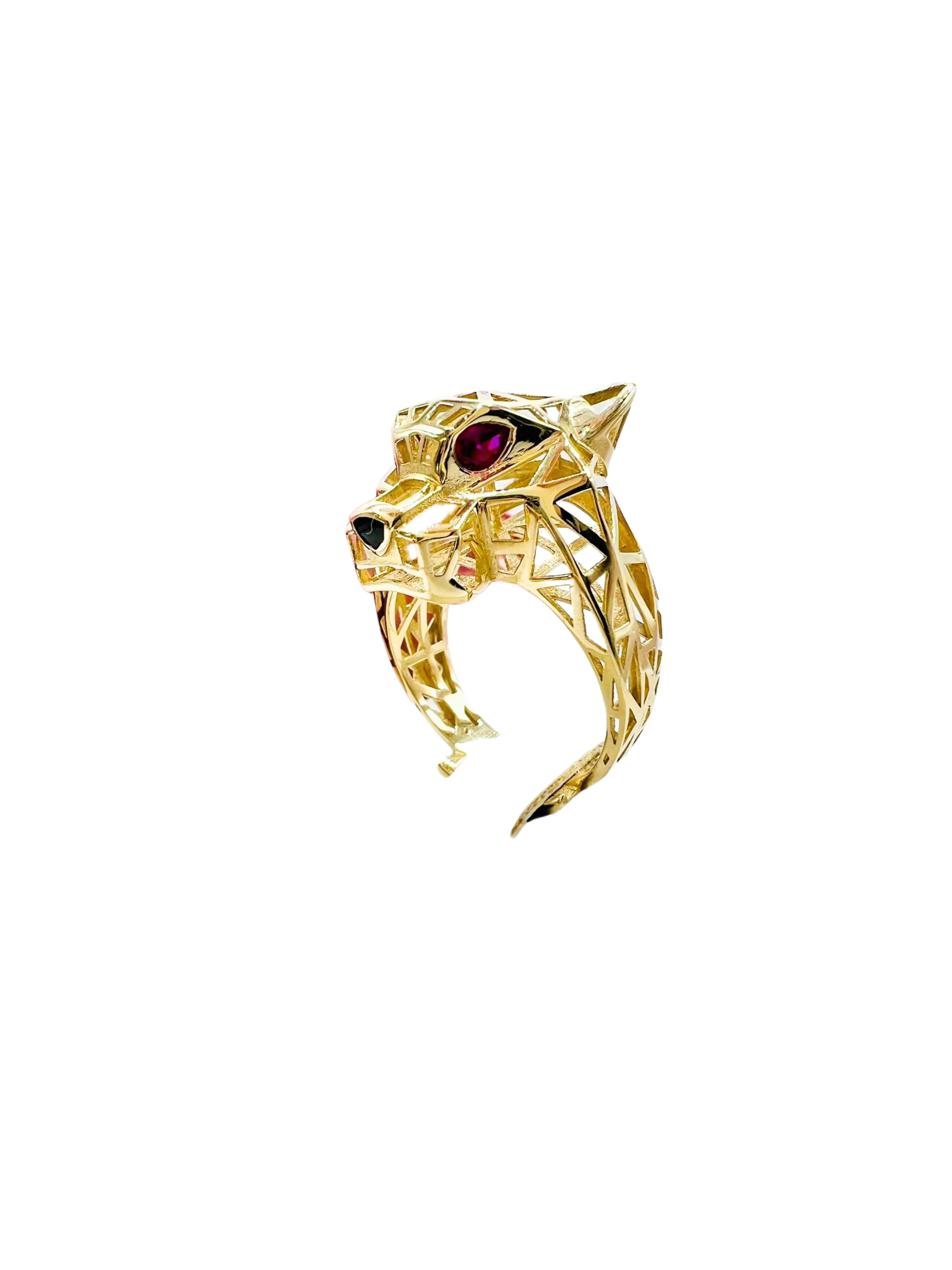 Lesotho Jewellery 14K Gold Panther Ring – 4.88 Grams, Size -R