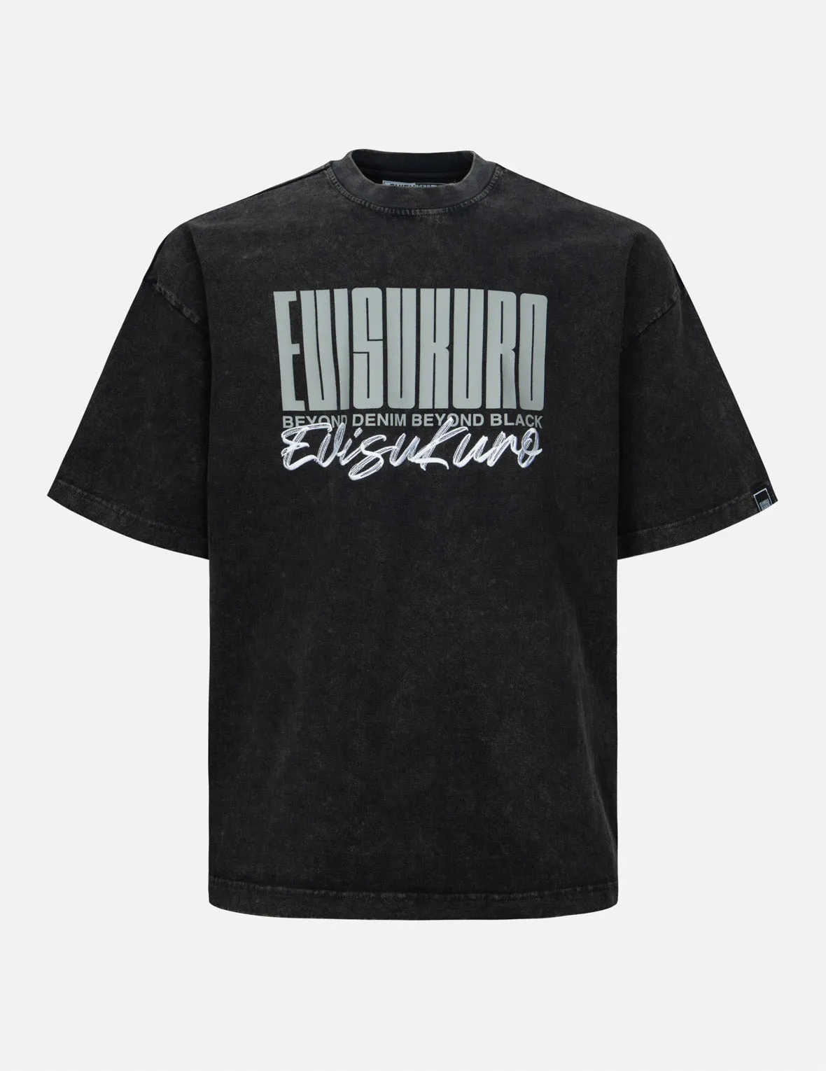 Logo and Slogan Print Oversized Pigment Dye T-Shirt