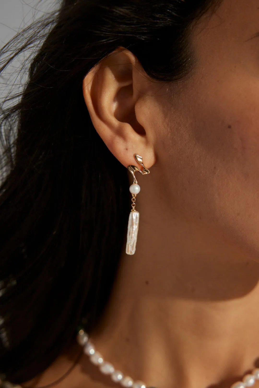 Long Drop Pearl Earrings