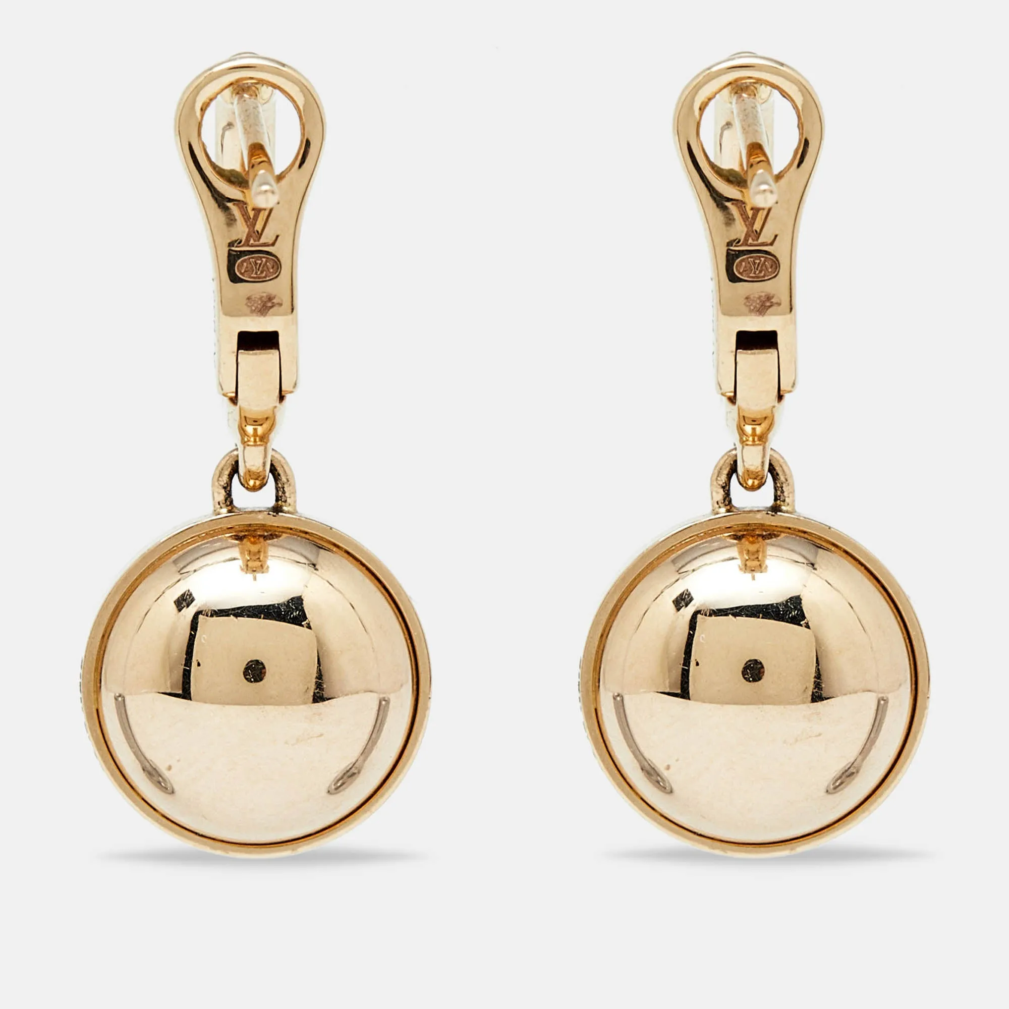 Louis Vuitton Blossom Diamond Two Tone 18K  Dangle Earrings