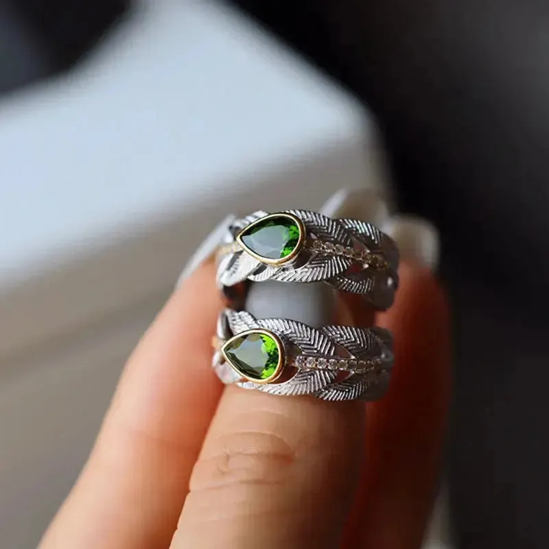 LOVCIA Enchanting Feathered Opulence Ring for Women and Girls