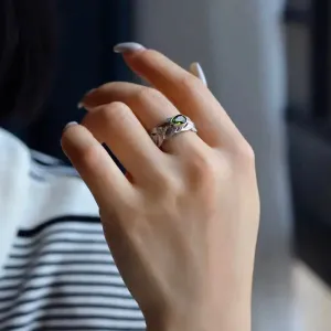 LOVCIA Enchanting Feathered Opulence Ring for Women and Girls