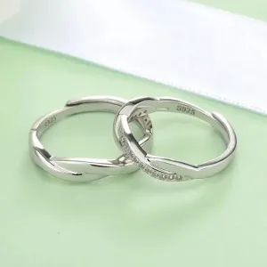 LOVCIA Simple CZ Mobius Twisted 925 Sterling Silver Adjustable Ring