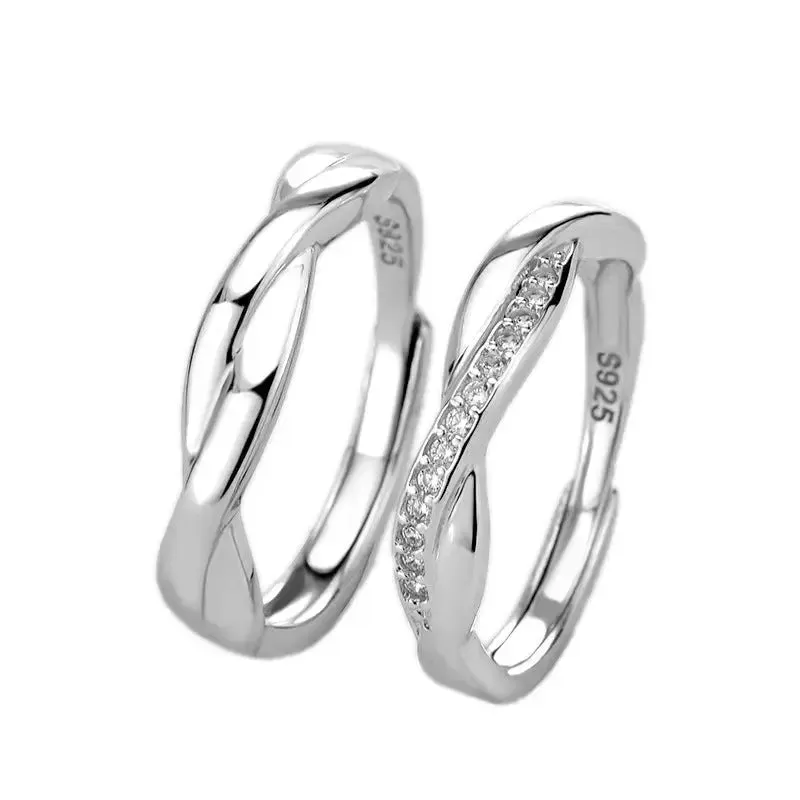 LOVCIA Simple CZ Mobius Twisted 925 Sterling Silver Adjustable Ring